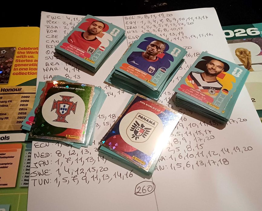 Lote 260 cartas Mundial Fifa 2026