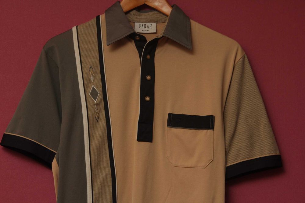 FARAH рр M поло из хлопка и полиестера колорблок