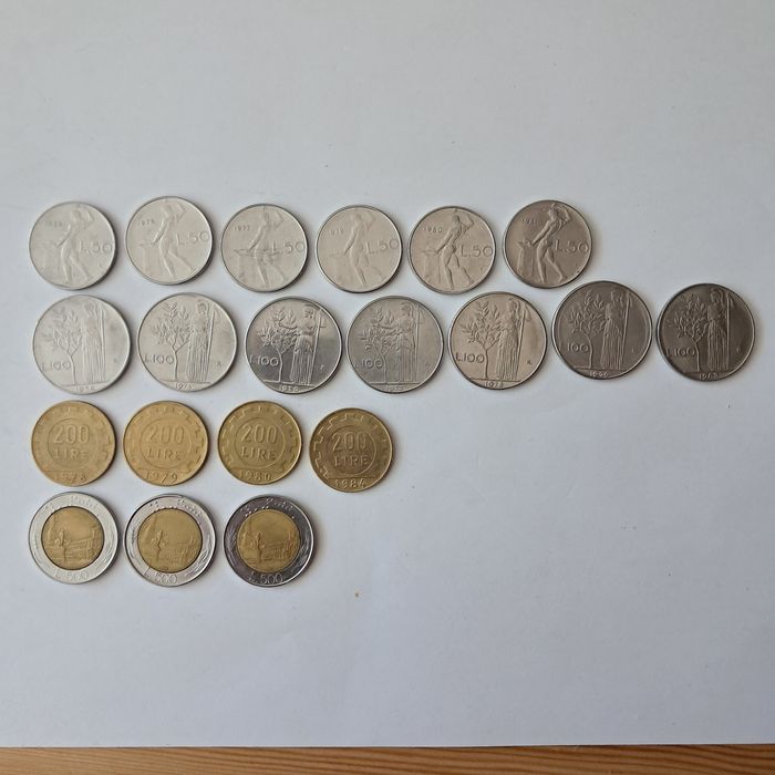 Conjunto de moedas antigas - Itália