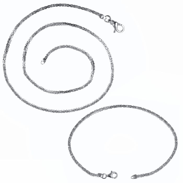 Srebrny komplet królewski 2mm bizantyjski 20cm 60cm BIZ050K_20_60