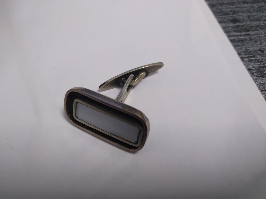 Polskie spinki do mankietów Met srebrzone Vintage Prl