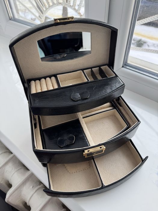 Винтажная косметическая шкатулка Ussaro Italy кожа