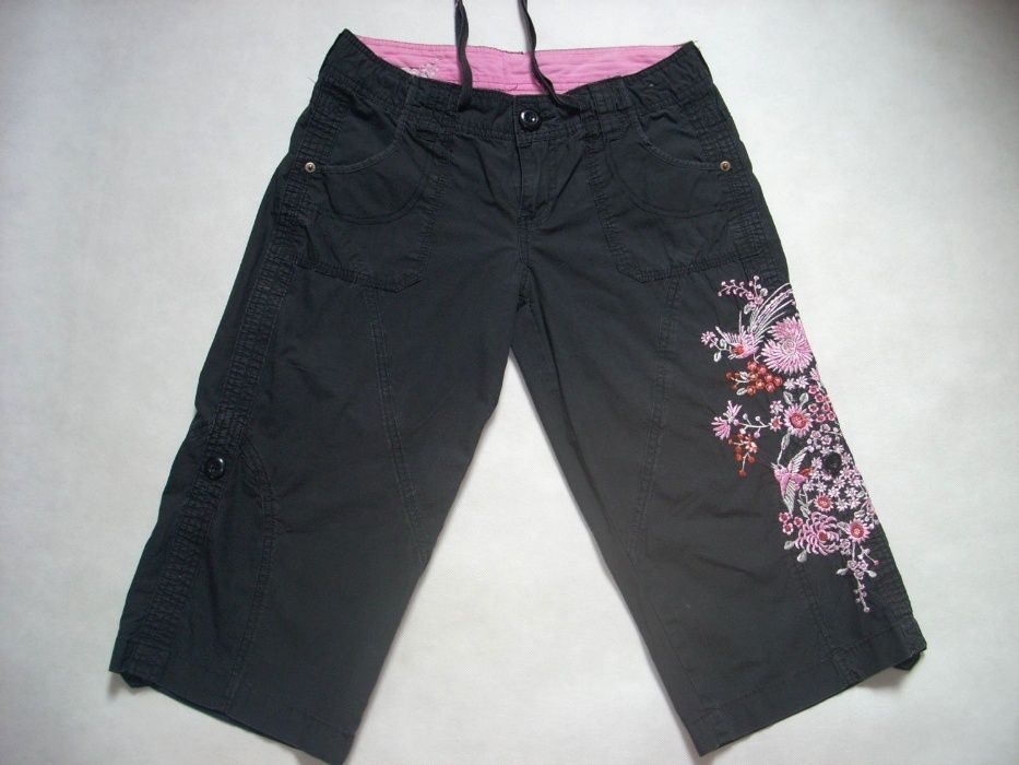 DENIM CO Spodnie 3/4 Bojówki Haftowane 38 M