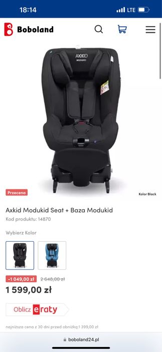 Fotelik axkid modukid minikid jazda tylem do 18kg do 4 lat