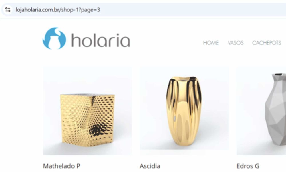 Vaso de Porcelana Ascídia, dourado/ouro, da Holaria (marca brasileira)