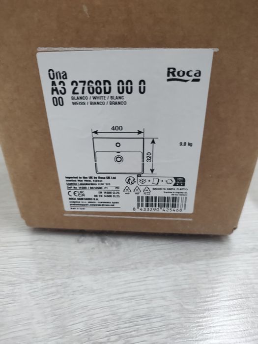 Roca Ona umywalka 40x32 cm prostokątna ścienna biała A32768D000
