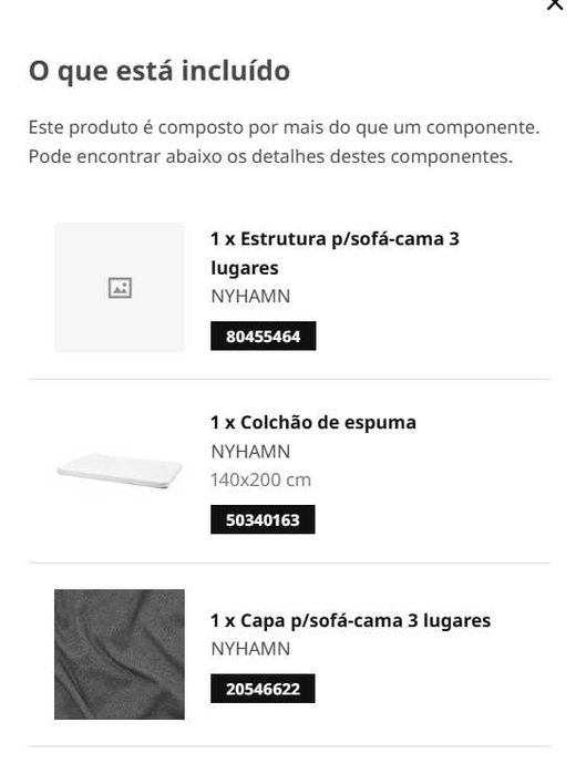 Sofá-cama 3 lugares, c/colchão de espuma/Skartofta preto/cinza