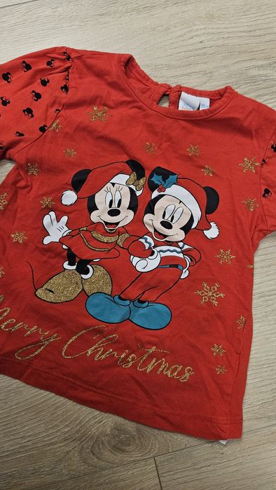 Swiateczna bluzka z myszka miki 98 dla dziewczynki Swiateczna