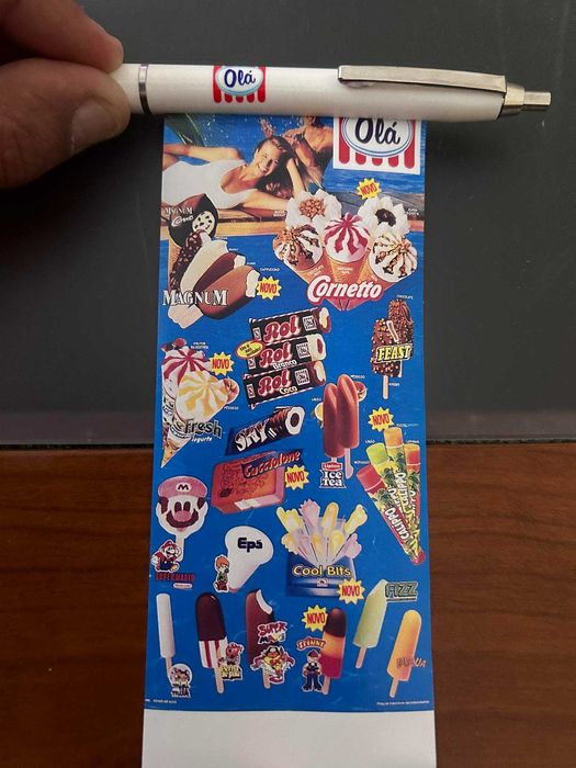 Caneta Publicitária Antiga Olá (Anos 90) - Com Cartaz de Gelados