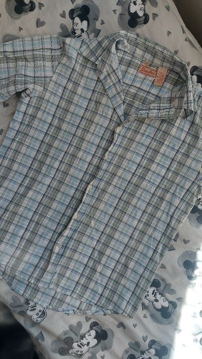 Męska koszula na krótki rękaw w niebieską kratę rozm. L