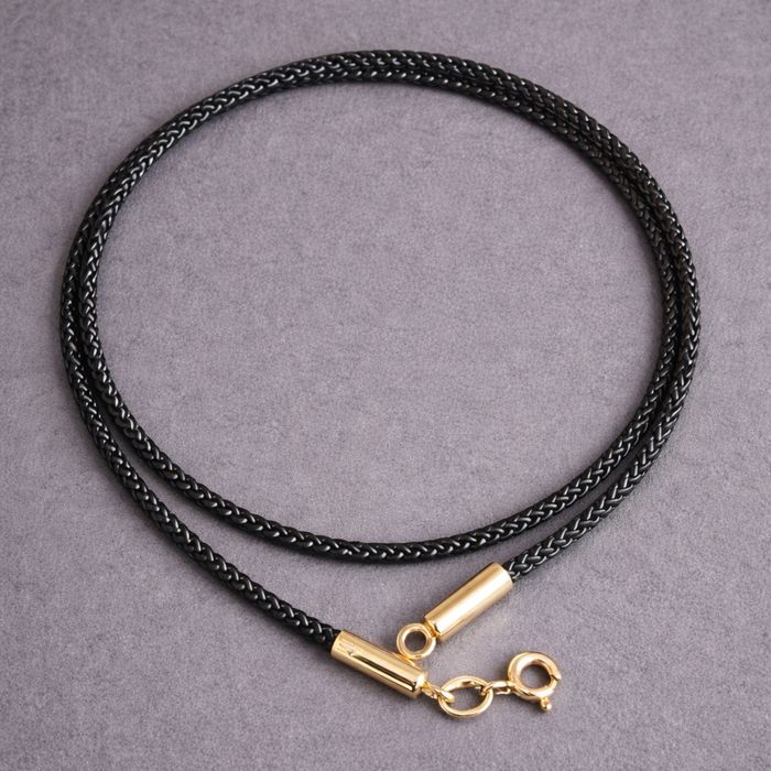 Шнурок шовковий дитячий з золотими вставками Шнурок на шию для дитини