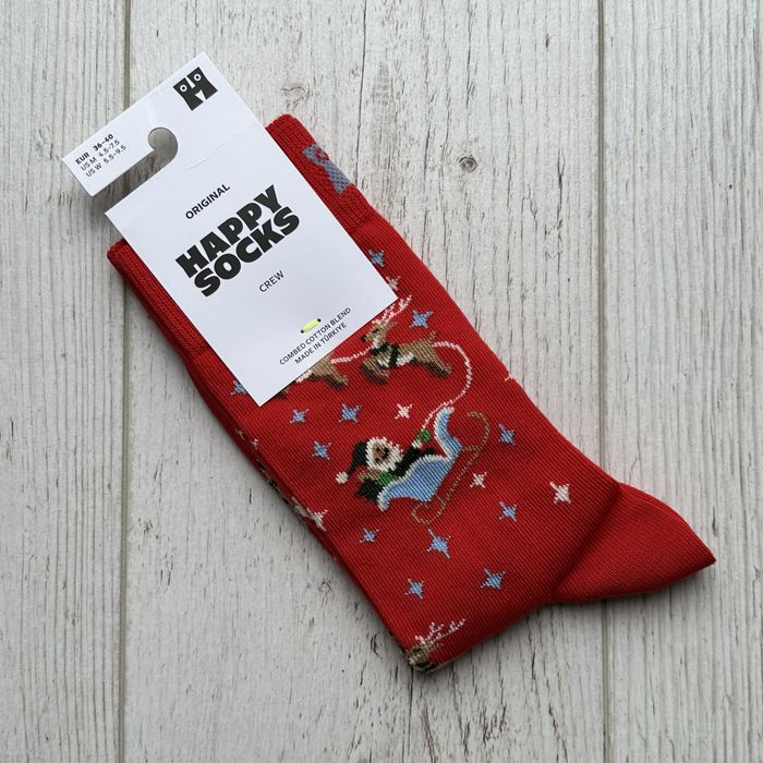 Czerwone skarpety świąteczne Happy Socks Red Santa Sleigh P003277