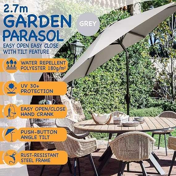 Nowy parasol / ogrodowy / ochronny / UV / 2,7m / korbowy / A2215!