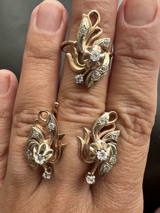 Набор серьги и кольцо золото 585 советские