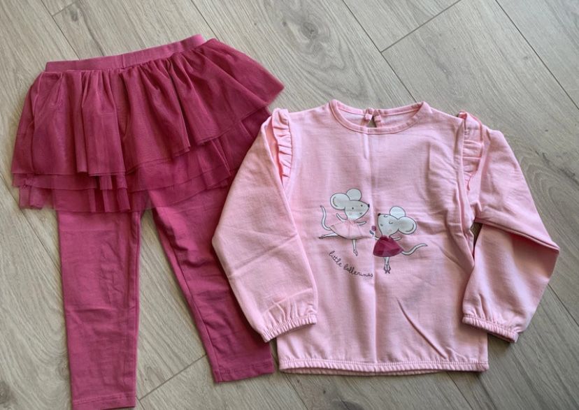 Komplet dzianinowy 98 nowa bluza i getry leginsy z tiulem