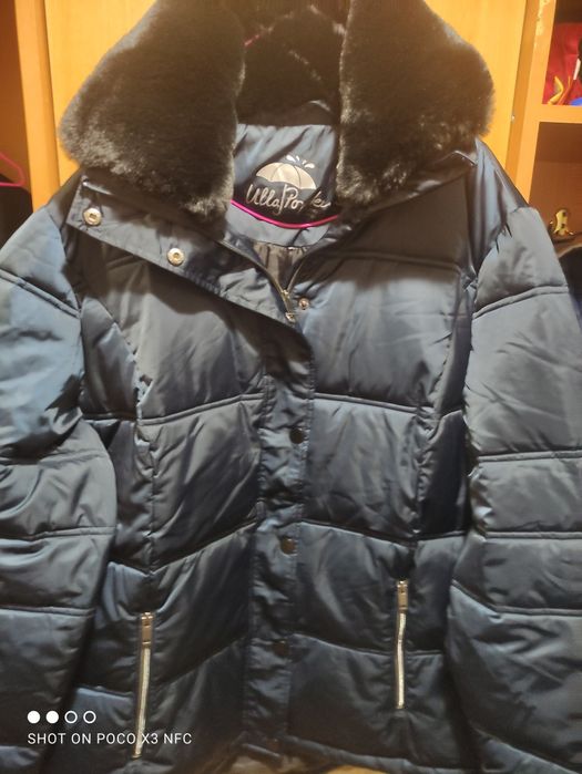 Куртка теплая красивый цвет синий с отливом воротник цегека