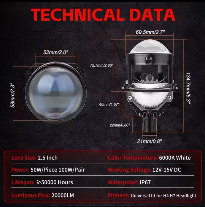 Комплект 1800грн Лінзи Бі-лінзові LED модулі H7/H4 


---