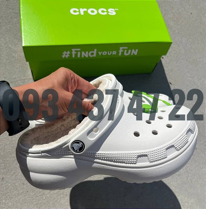 Утеплені Жіночі Крокси Сабо на Платформі  Crocs Classic Platform Lined