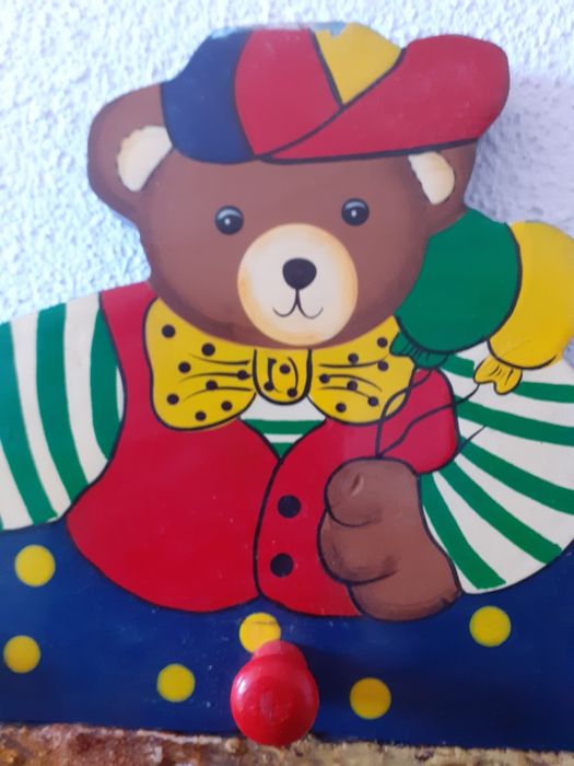 Cabide madeira urso Teddy criança Vintage 46 cm