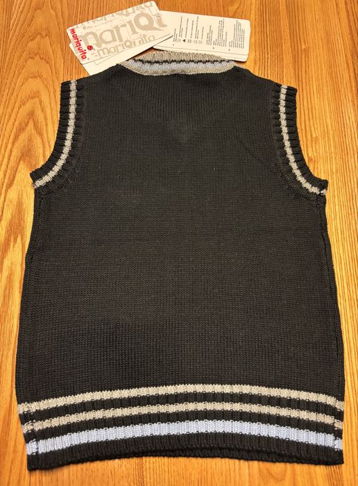 Kamizelka chłopięca dzianinowa 92 cm Mariquita nowa w serek granat