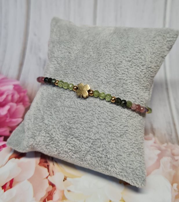 Bransoletka z kamieni naturalnych,  olivin i turmalin kolorowy