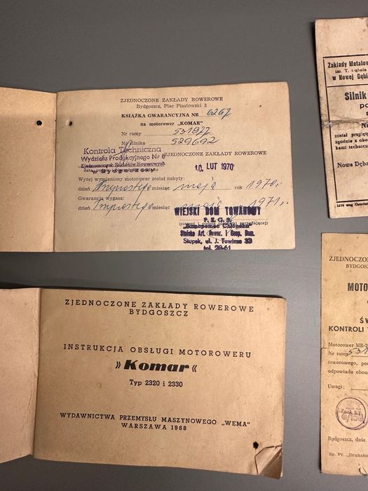 Instrukcja komar2330_2332 z 1968r+książka gwarancyjna