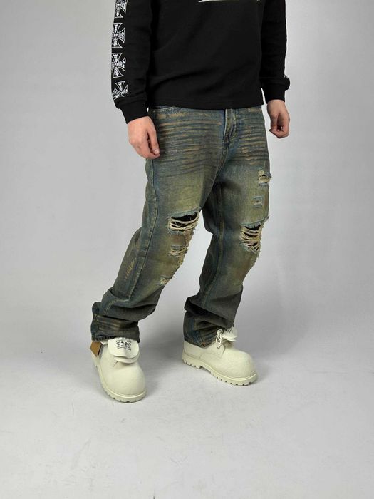 Джинси сині baggy faded jeans archive opium distressed джинсы