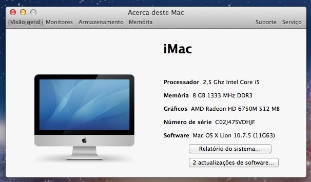 iMac 21,5” Apple – Intel Core i5 – 8GB RAM – 500GB