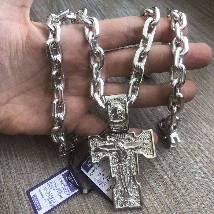 Срібний набір ланцюжок+хрестик, цепочка серебряная+крестик набор 925