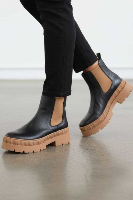 Челси-ботинки демисезонные LC Waikiki черные с контрастной вставкой