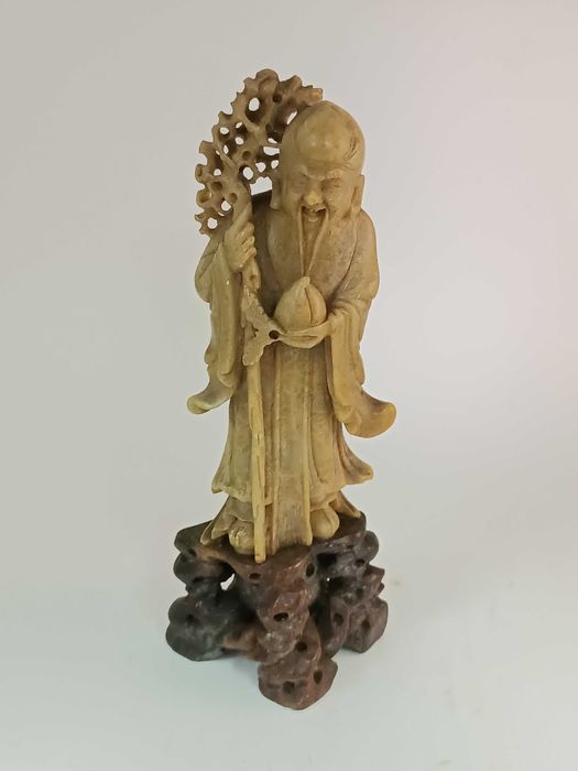 Antiga escultura Ancião em Pedra Sabão China