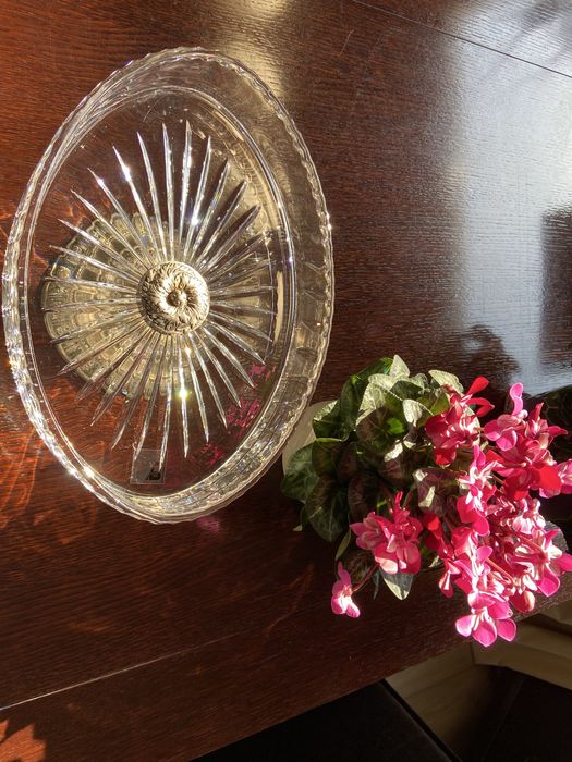 Patera kryształowa na posrebrzanej nóżce