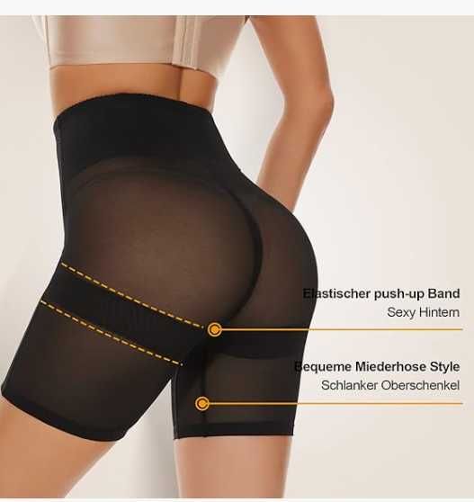 SIMIYA Majtki Modelujące Brzuch Wysoki Stan Push-Up 2x Czarne M