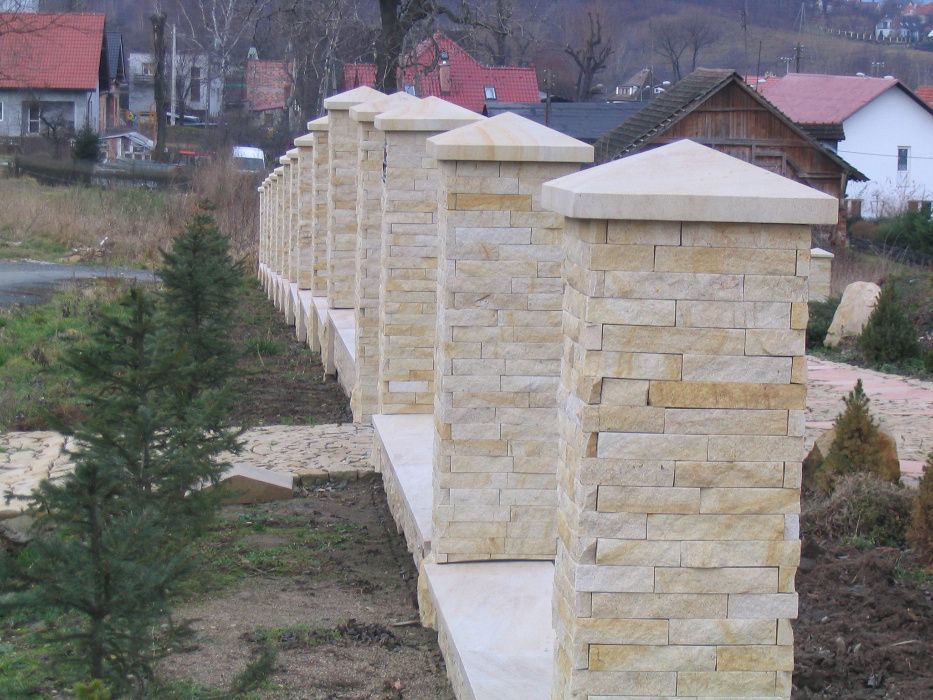 Płytki kamienne łupane - piaskowiec Długopole, elewacja/ogrodzenie