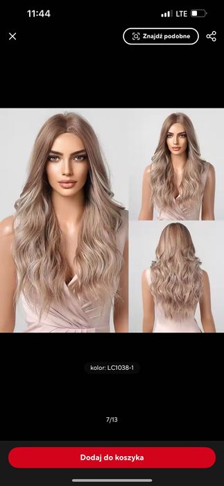 Nowa peruka damska falowana blond sombre długa ombre balejaż loki