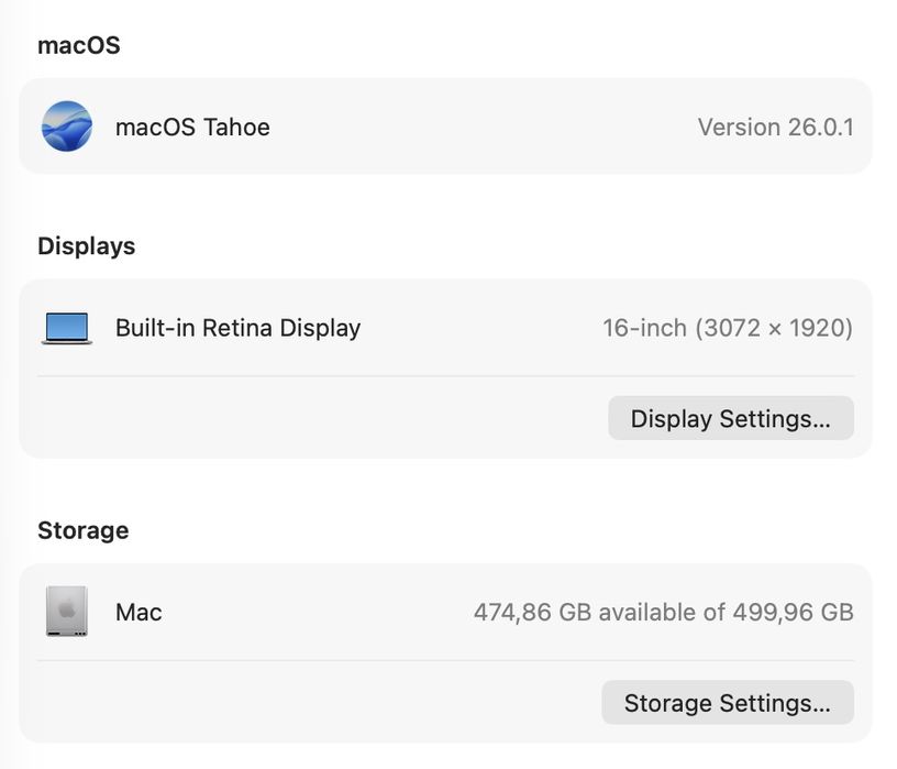 MacBook Pro 16’ 2019 Intel i9 32Gb 512Gb Radeon 4Gb 93%