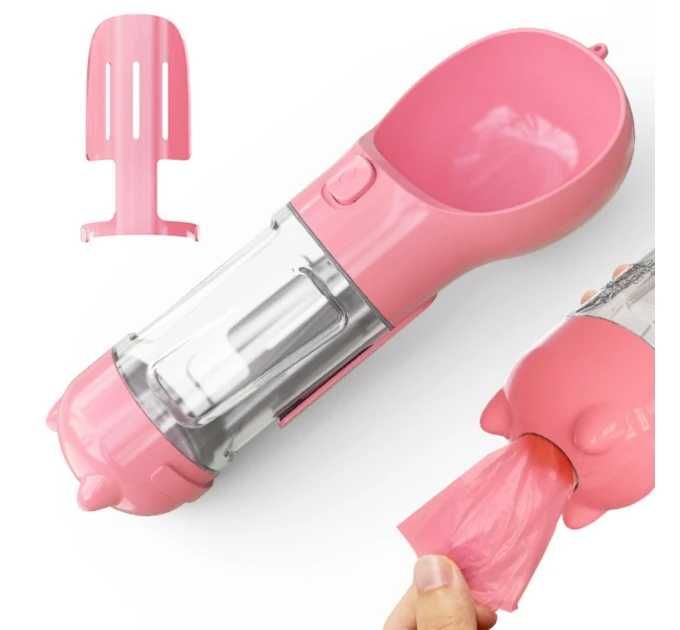 Дорожня пляшка для тварин, жовта, 300 мл води+пакет(колір уточнюйте)