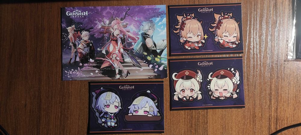 Genshin Impact, листівка та наліпки, офіційна коллаборація з Doorimu