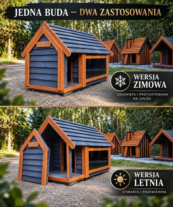 Buda dla psa ZIMOWO - LETNIA z oknem  Noanzo.pl XXL Polska firma