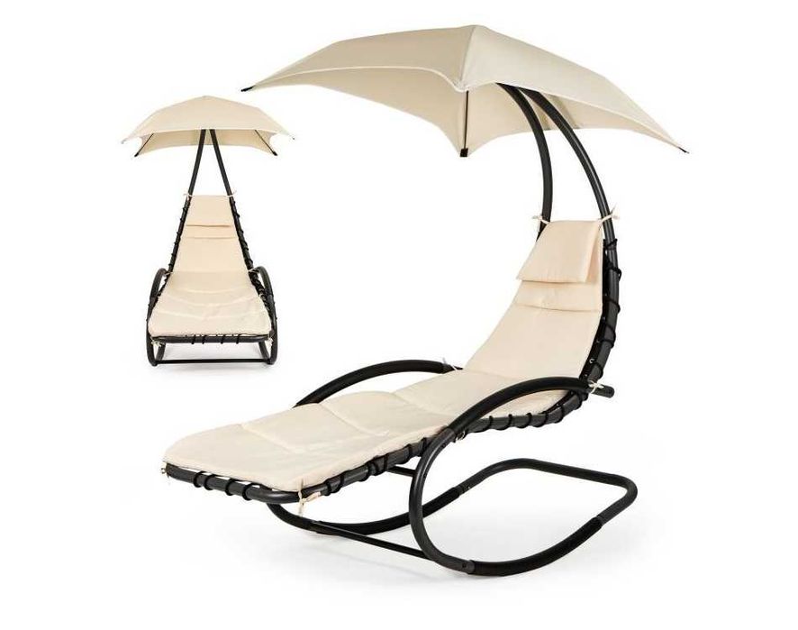 LEŻAK OGRODOWY bujany leżanka / fotel - BEŻOWY