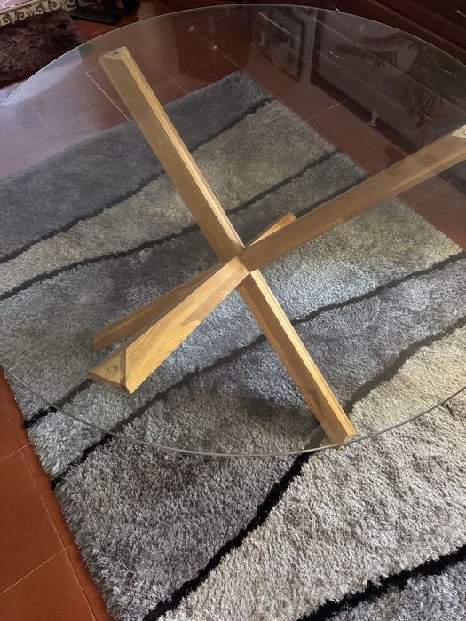 Mesa de sala em vidro/madeira nova
