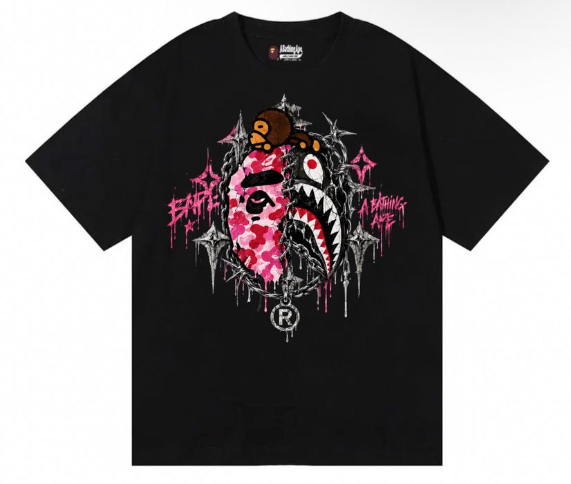 Футболка BAPE Custom Pink Camo Logo унисекс бейп черная тишка Новые модели отличный вариант на подарок