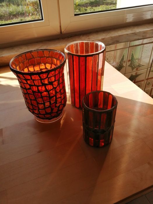 Porta velas em vitral NEGOCIÁVEL