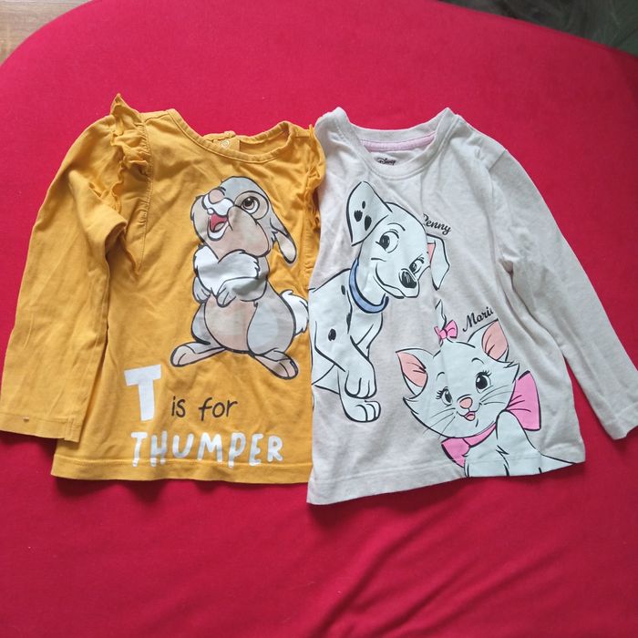 Dwie urocze bawełniane bluzeczki  98 Disney Baby i Primark