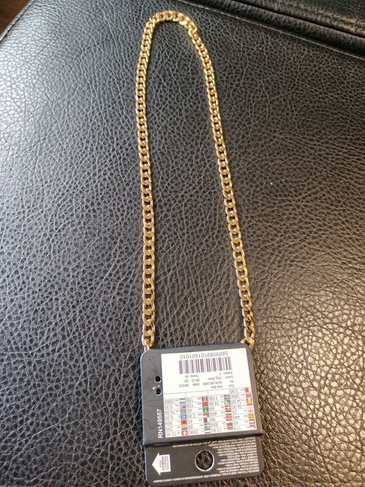 Łańcuch pancerka stal pozłacana 58cm