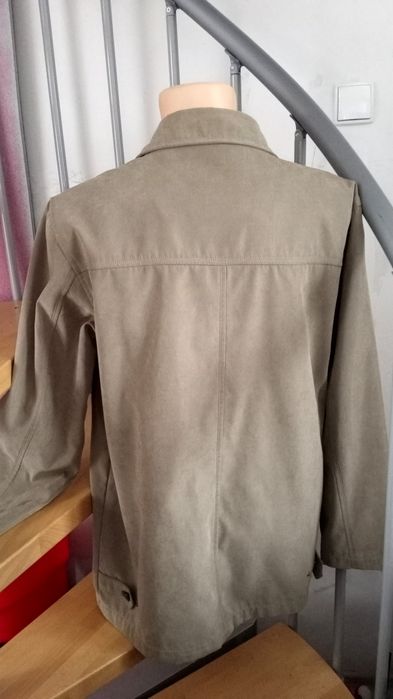 Płaszcz przejściowy wioseny klasyczny suwaki kieszenie odcień ziemisty