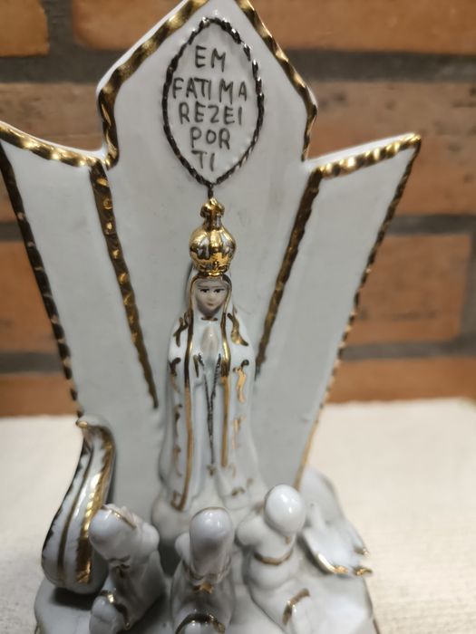 Estatueta Antiga Aparição de Fátima Porcelana