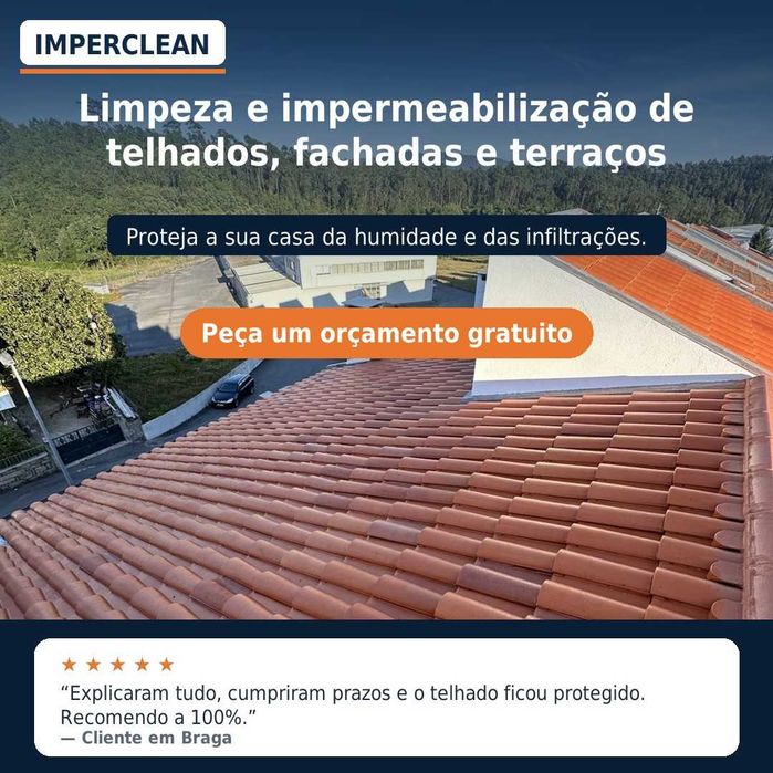 Limpeza e impermeabilização de Telhados, Fachadas e Terraços/ Resultados em 24H