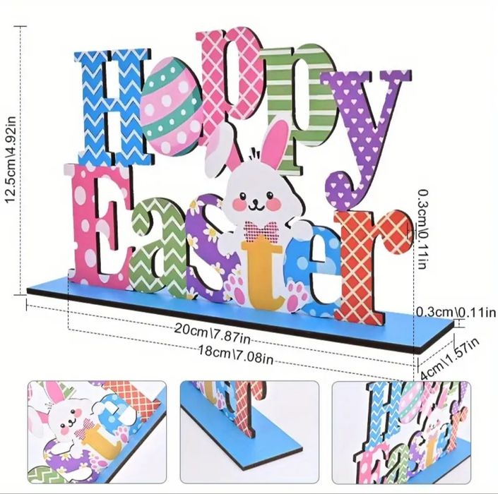 Placa de Madeira - Happy Easter / Feliz Pascoa