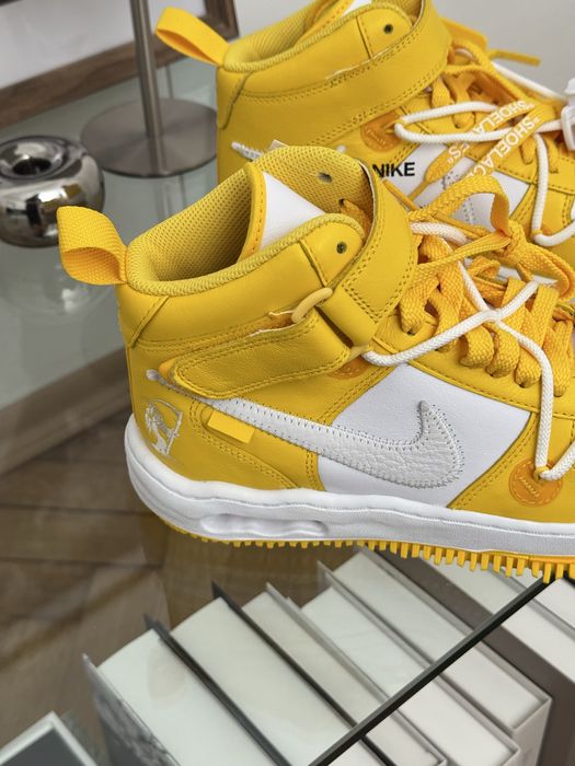 Оригинал Off White Nike Air Force 1 Mid Sp Leather ‘Varsity Maize’